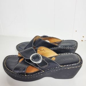 Born leather 2.5" wedge criss cross sandles